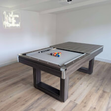 The Amalfi II in Driftwood with half dining top.