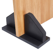 The black stand holding dining tops.
