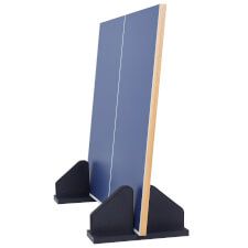 The black stand holding table tennis tops.