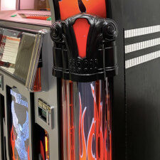 Rock-Ola Harley Davidson Flames Aluminium CD Wooden Shoulder