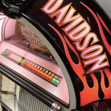Rock-Ola Harley Davidson Flames Aluminium CD Jukebox Corner