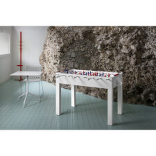 A white Florence football table in a games room.