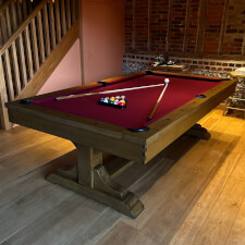 The Wyoming American slate bed table with burgundy speed cloth.