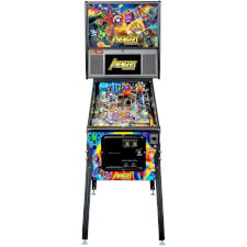 The Cabinet Front of The Avengers Infinity Quest Pinball Machine.