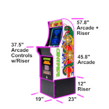 An Arcade1Up machine on the riser.