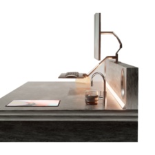 Concept image of the ultimate WFH desk from the side.