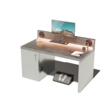 Concept image of the ultimate WFH desk with cupboard door closed.