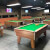 The Blackball pool tables in a room for competition.
