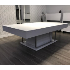 The London Slate bed pool table in a room with top.