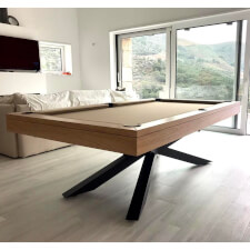 The Spider Slate Bed pool table in a room.
