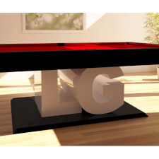 The ABC slate bed pool table in black close up.