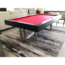 The Pixel slate bed pool table with red cloth.