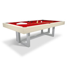 The Pixel slate bed pool table in white finish.