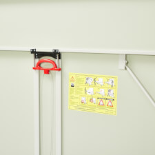 The Quickfold Outdoor tennis table closing security mechanism.