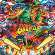 Stern Godzilla Premium pinball machine graphics.