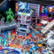 Stern Godzilla Premium pinball machine playfield details.