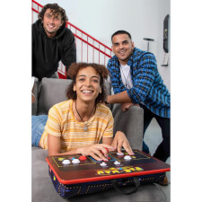 People playing Arcade1UP Pacman Couchcade.