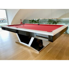 The Vermont slate bed pool table in a room.
