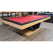 The Vermont slate bed pool table in oak and wenge.