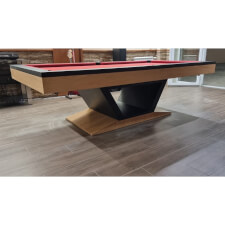 The Vermont slate bed pool table in oak and wenge.