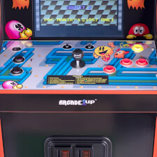 Arcade1up Bandai Namco Pac-Mania legacy arcade machine controls.