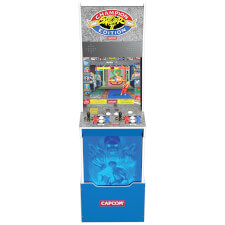 Arcade1Up Street Fighter II Blue Cabinet front.