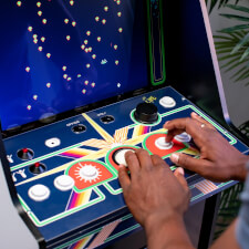 Arcade1up Atari legacy Centipede arcade machine close up.