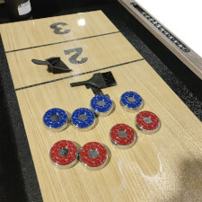 All the accessories included with the Home Shuffleboard.