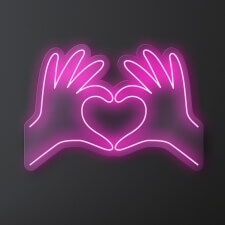 The Fingers & Heart  Neon Sign.
