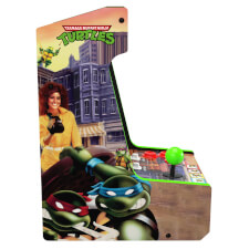 The Arcade1up Teenage Mutant Ninja Turtles countercade side view.