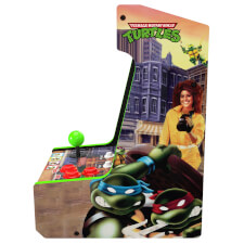 The Arcade1up Teenage Mutant Ninja Turtles countercade side view.