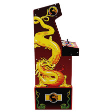 The Arcade 1up Mortal Kombat Midway legacy arcade cabinet artwork.