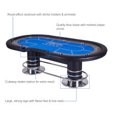 The High Roller poker table features.