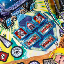 The Foo Fighters pinball machine playfield features.