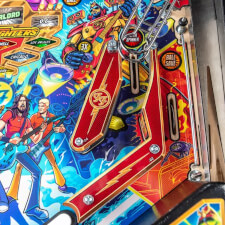 The Foo Fighters pinball machine playfield features.