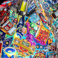 The Foo Fighters pinball machine playfield features.