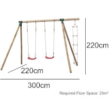 Dimensions of the Charlotte swing set.