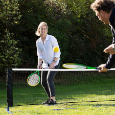 Playing Outdoor Short tennis set.