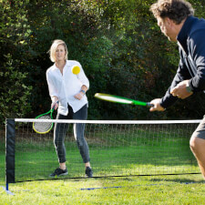 Playing Outdoor Short tennis set.