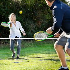 Playing Outdoor Short tennis set.