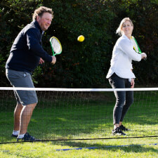 Playing Outdoor Short tennis set.
