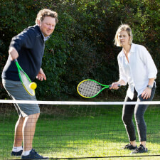 Playing Outdoor Short tennis set.