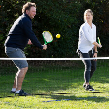 Playing Outdoor Short tennis set.