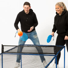 Playing Bouce Ping-Pong table.