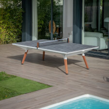 The Cornilleau Lifestyle Medium Pool Table in White/Light Stone.