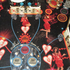 Refurbished Diamond Lady pinball machine playfield.