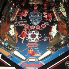 Refurbished Diamond Lady pinball machine playfield.
