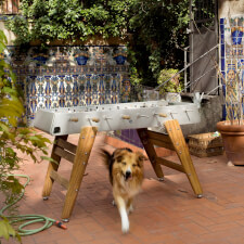 The RS3 wood football table in inox.