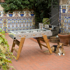 The RS3 wood football table in inox.