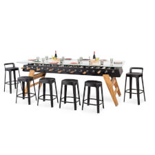 The RS Max Dining Table in Black With Stools.
